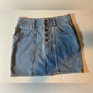 Junior's Vintage Jordache 100% Cotton Mid Wash Blue Denim Mini Skirt Sz 13 14